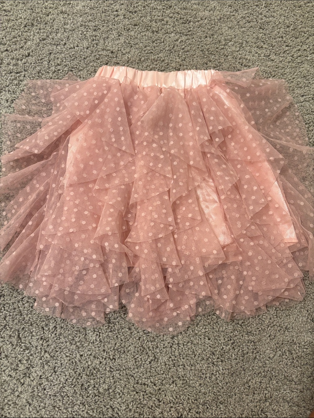 New! Pink Polka Dot Ruffled Tulle Skirt